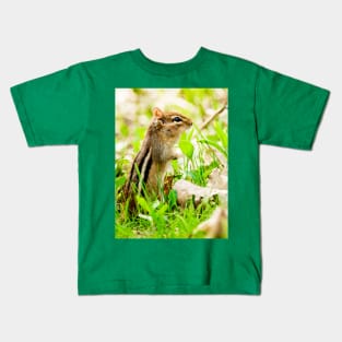 Curious Little Chipmunk in the Grass Photograph Kids T-Shirt